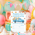 YGRBXJZD Fall Pumpkin Birthday Invitations Blue Truck 4x6 20 Sets Colorful by Deal US