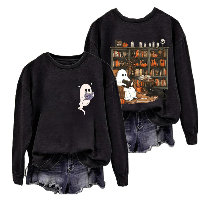 sidupili Halloween Sweatshirt Ghost Reading Books Pullover P4 Size M by Deal US