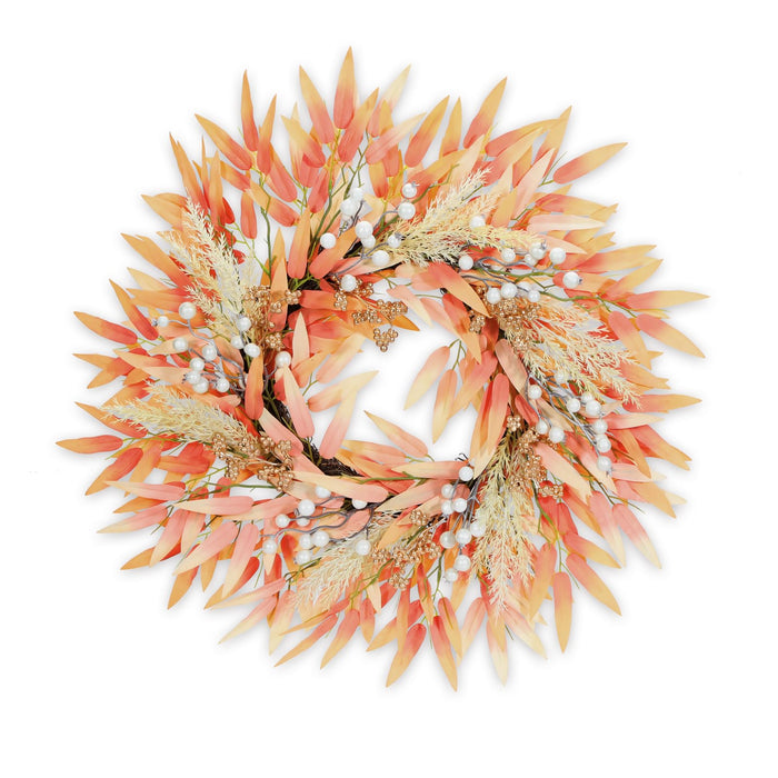 OEOPIUR Fall Wreath Front Door Decor Large Orange Autumn Leaves Indoor Outdoor by Deal US