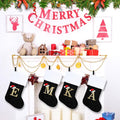 OLIKER 20in Monogram Christmas Stockings Red Velvet White Plush Cuffs Size M by Deal US