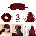 3Pcs Satin Eye Mask Silk Sleep Masks Set Silky Blindfold Eyeshade Blackout Eyes Cover Pouches Bag Scrunchy Wedding Gift