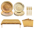 Generic Rustic Wood Grain Party Supplies 69pcs Plates Napkins Tablecloth Cutlery by Deal US