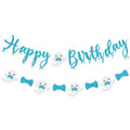 Vofrise Blue Halloween Birthday Banner Glitter Bow Tie Ghost Garland by Deal US