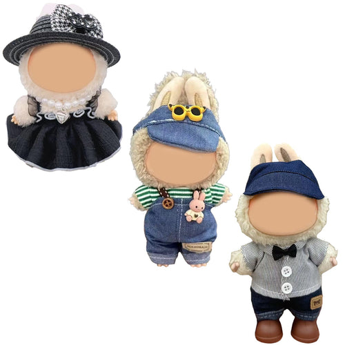 FUEMEILY LABUBU Doll Clothes 3 Sets Handmade Adjustable Kawaii Outfits Size 17cm by Deal US