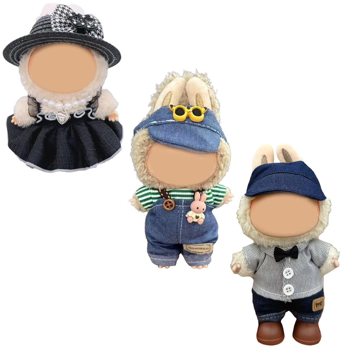 FUEMEILY LABUBU Doll Clothes 3 Sets Handmade Adjustable Kawaii Outfits Size 17cm by Deal US