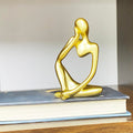 Lgmamob Thinker Gold Resin Decor Statue Small Sculpture Art Deco Figurine by Deal US