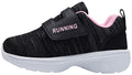 adituo Toddler Boys Girls Lightweight Athletic Sneakers Strap Black Pink Size 11 by Deal US