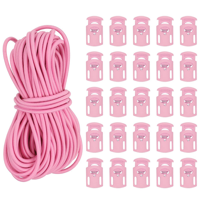 PATIKIL 10 Yard Elastic Bungee Cord & Cord Lock, Pink, 25 Pack by Deal US