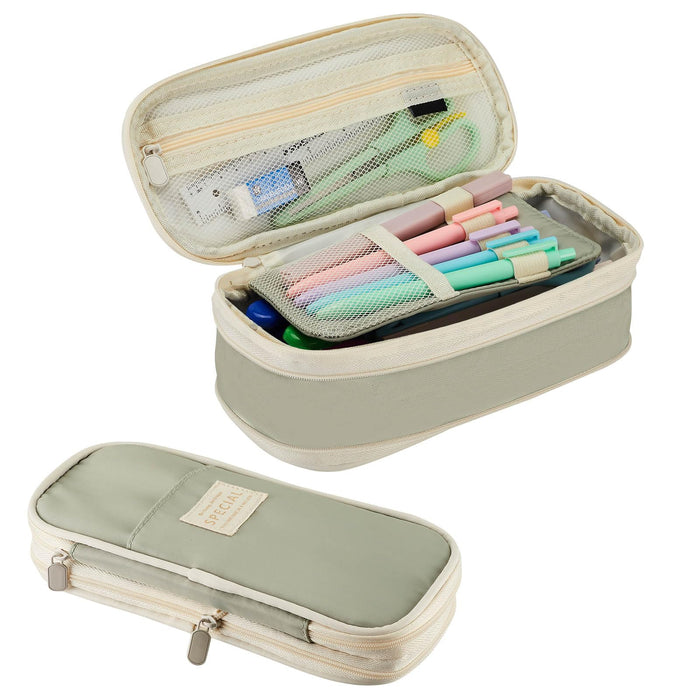 Sonuimy Large Capacity Pencil Case Pouch Zipper Organizer Green by Deal US
