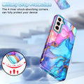 for Samsung Galaxy S22 5G Case,Marble Pattern 3 in 1 Heavy Duty Shockproof Full