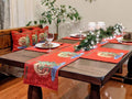 DaDa Bedding Red Santa Claus Christmas Tree Woven Tapestry Dining Table Runner (17615) by DaDalogy Bedding Collection