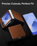 PU Leather Flip Case for Samsung Galaxy Z Flip 6 & Z Flip 7 FE Brown by Merch Section