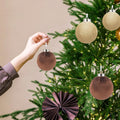 Xmastell 12 Pcs Velvet Christmas Ornaments Set Coffee Brown 3.15 Inch by Deal US