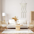 Briful Macrame Wall Hanging Shelf Cream-White with 3 Glass Vases Boho Decor by Deal US