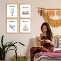 VIIJJUE Nursery Wall Art Set 4 Transportation Prints 8x10 Watercolor Blue by Deal US