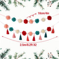 OBBOLO Tissue Paper Pompom Garland with Cotton Tassels 2 Pcs Red Green Pink by Deal US