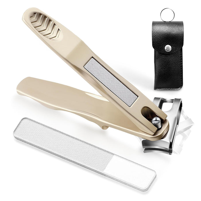ILLFER Toe Nail Clippers 360° Rotating Long Handle Gold Stainless Steel by Deal US