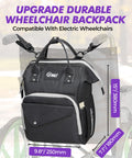 YMU Wheelchair Backpack Bag Large Insulated Pocket Black Shoulder Strap by Deal US