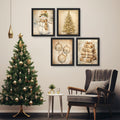 JXREQ Vintage Christmas Wall Art Prints 8x10 Snowman Tree Set of 4 Unframed by Deal US