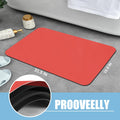 PROOVEELLY Diatomaceous Earth Bath Mat Non Slip Quick Dry Red 15.7x35.4 by Deal US