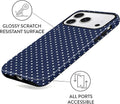 Navy Blue Polka Dot Case for iPhone 17 Pro Glossy Hybrid Hard Shell Scratch Resistant Cover by Merch Section