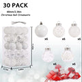 SUPREME XMAS Clear Christmas Ornaments 60mm 30ct Shatterproof White by Deal US