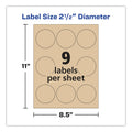 Avery Round Brown Kraft Print-to-the-Edge Labels, 2.5" dia, 225/PK