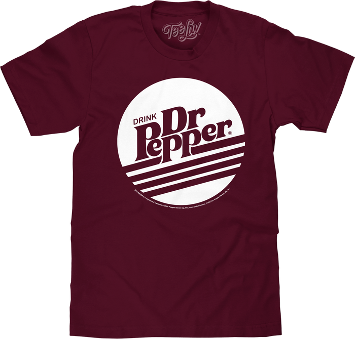 Retro Drink Dr Pepper Logo T-Shirt - Burgundy by Tee Luv
