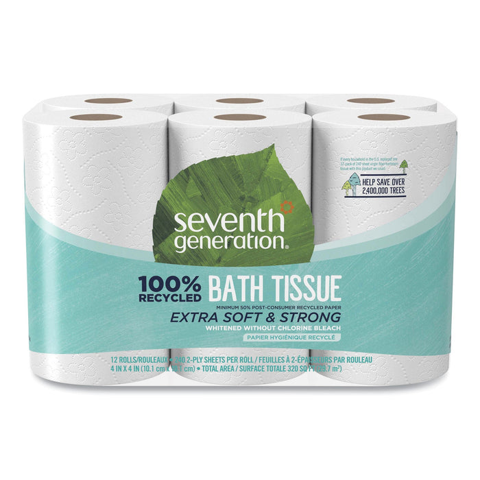 Seventh Generation 100% Recycled Bathroom Tissue, Septic Safe, 2-Ply, White, 240 Sheets/Roll, 12/Pack