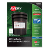 Avery UltraDuty GHS Chemical Waterproof and UV Resistant Labels, 4.75 x 7.75, White, 2/Sheet, 50 Sheets/Pack