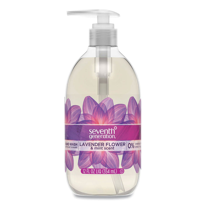 Seventh Generation Natural Hand Wash, Lavender Flower and Mint, 12 oz Pump Bottle, 8/Carton