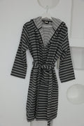 Cotton Black Striped Bathrobe by NoaPure.com
