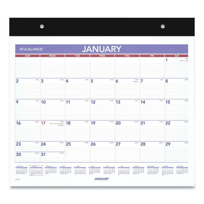AT-A-GLANCE Repositionable Wall Calendar, 15 x 12, White/Blue/Red Sheets, 12-Month (Jan to Dec): 2023