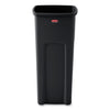 Rubbermaid Untouchable Square Waste Receptacle, Plastic, 23 gal, Black