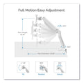 Fellowes Platinum Series Single Monitor Arm, For 27" Monitors, 360 deg Rotation, 45 deg Tilt, 180 deg Pan, White, Supports 20 lb