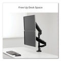 Fellowes Platinum Series Dual Stacking Arm for 27" Monitors, 360 deg Rotation, 180 deg Tilt, 360 deg Pan, Black, Supports 22 lb