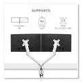 Fellowes Platinum Series Dual Monitor Arm, For 27" Monitors, 360 deg Rotation, 45 deg Tilt, 180 deg Pan, White, Supports 20 lb