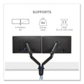 Fellowes Platinum Series Dual Monitor Arm for 27" Monitors, 360 deg Rotation, +85 deg/-20 deg Tilt, 360 deg Pan, Black, Supports 20 lb