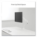 Fellowes Platinum Series Single Monitor Arm, For 27" Monitors, 360 deg Rotation, 45 deg Tilt, 180 deg Pan, White, Supports 20 lb