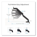 Fellowes Platinum Series Single Monitor Arm, For 30" Monitors, 360 deg Rotation, 180 deg Tilt, 360 deg Pan, Black, Supports 20 lb
