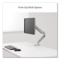 Fellowes Platinum Series Single Monitor Arm, For 27" Monitors, 360 deg Rotation, 45 deg Tilt, 180 deg Pan, Silver, Supports 20 lb