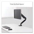 Fellowes Platinum Series Single Monitor Arm, For 30" Monitors, 360 deg Rotation, 180 deg Tilt, 360 deg Pan, Black, Supports 20 lb