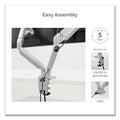 Fellowes Platinum Series Dual Monitor Arm, For 27" Monitors, 360 deg Rotation, 45 deg Tilt, 180 deg Pan, Silver, Supports 20 lb