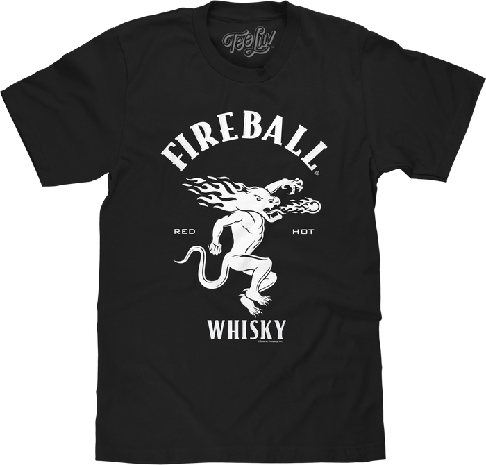 Where's The Fireball Whisky WTF Dragon Mascot T-Shirt - Black by Tee Luv
