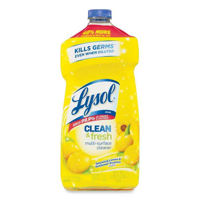 LYSOL Clean and Fresh Multi-Surface Cleaner, Sparkling Lemon and Sunflower Essence, 40 oz Bottle, 9/Carton