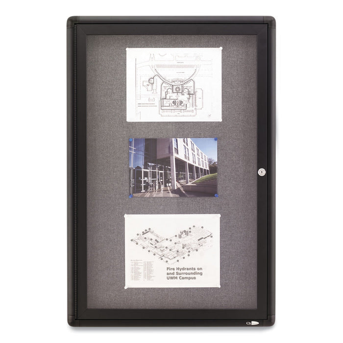 Quartet Enclosed Fabric-Cork Board, 24 x 36, Gray Surface, Graphite Aluminum Frame