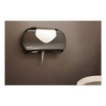 San Jamar Twin 9" Jumbo Bath Tissue Dispenser, Summit, 20.07 x 5.88 x 11.9, Black/Faux Stainless Steel