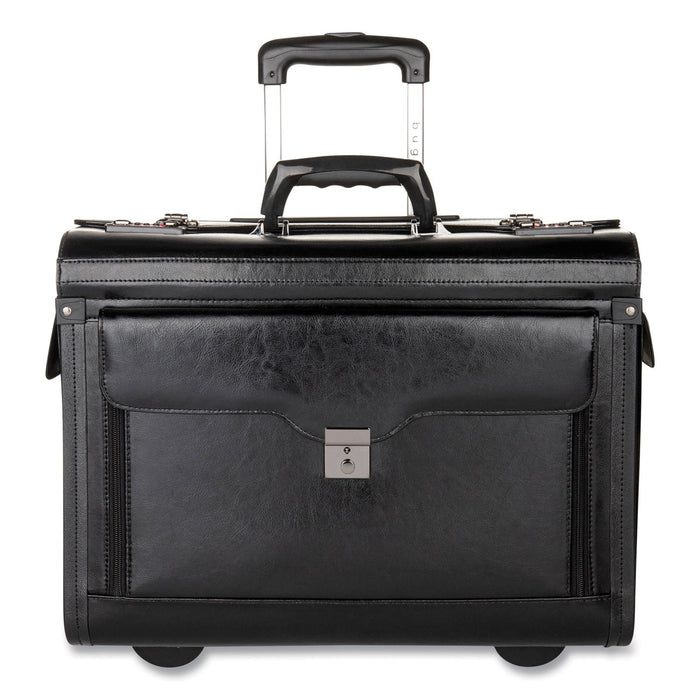 STEBCO Catalog Case on Wheels, Fits Devices Up to 17.3", Leather, 19 x 9 x 15.5, Black