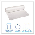 Boardwalk Low Density Repro Can Liners, 33 gal, 1.4 mil, 33" x 39", Clear, 10 Bags/Roll, 10 Rolls/Carton
