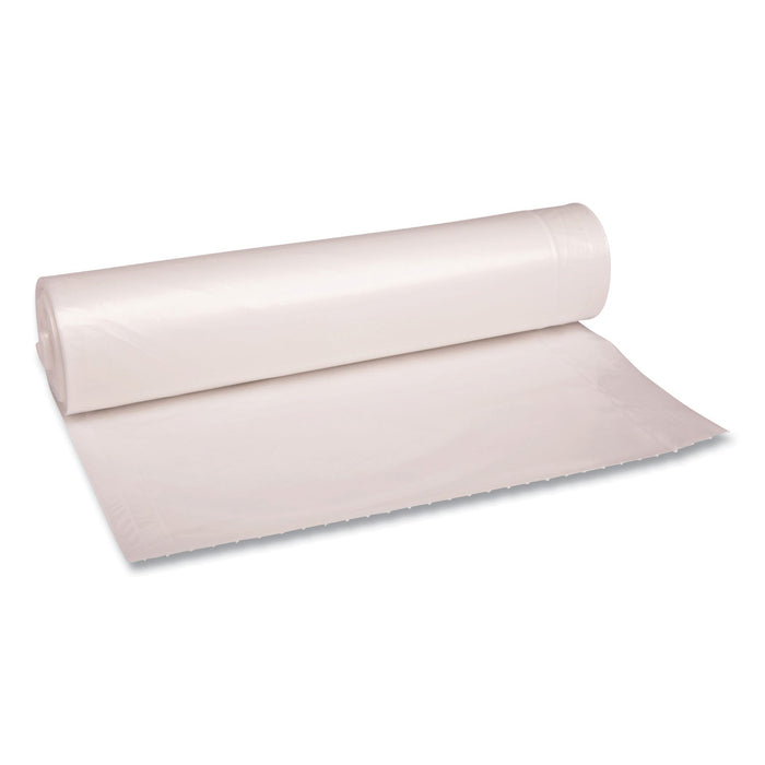 Boardwalk Low Density Repro Can Liners, 56 gal, 1.1 mil, 43" x 47", Clear, 10 Bags/Roll, 10 Rolls/Carton